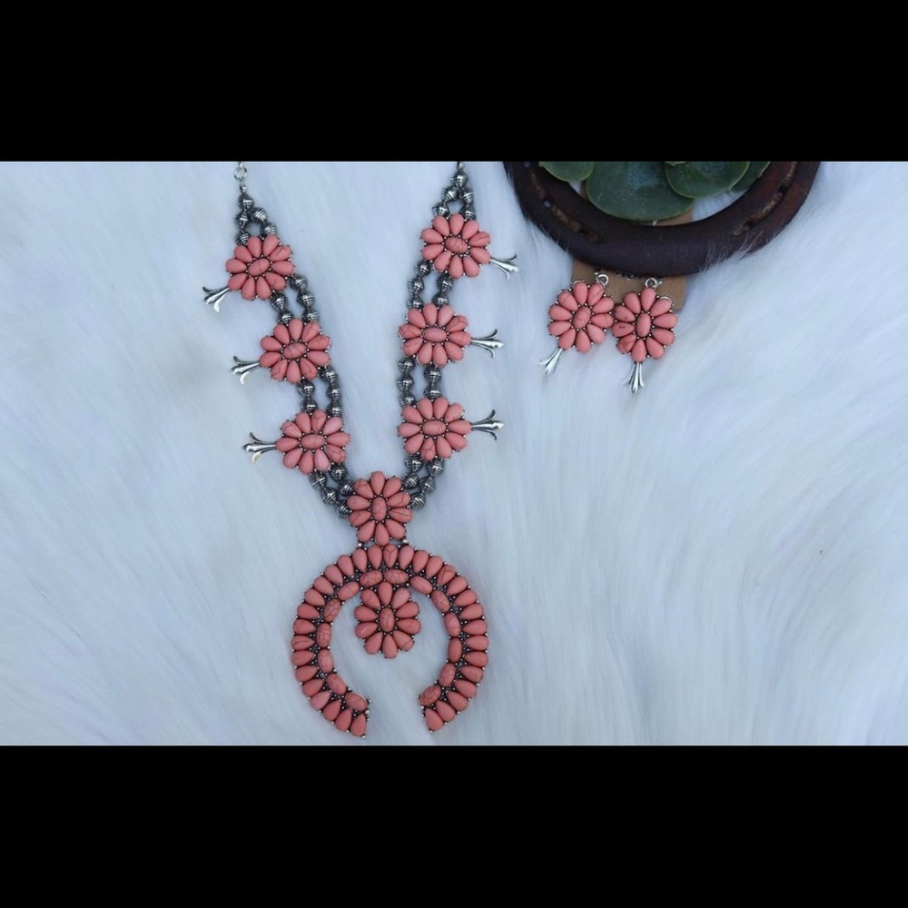 Pink squash blossom necklace